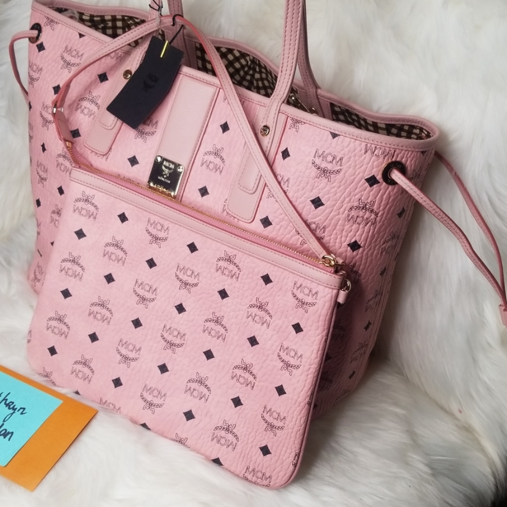 NWT MCM VICETOS POWDER PINK MEDIUM TOTE REVERSIBLE - Picture 5 of 8